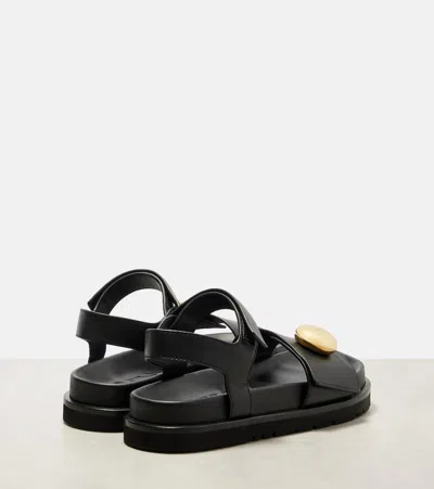 Loewe Women Pebble Sandals With Soft Calfskin Fussbett Sole In Black