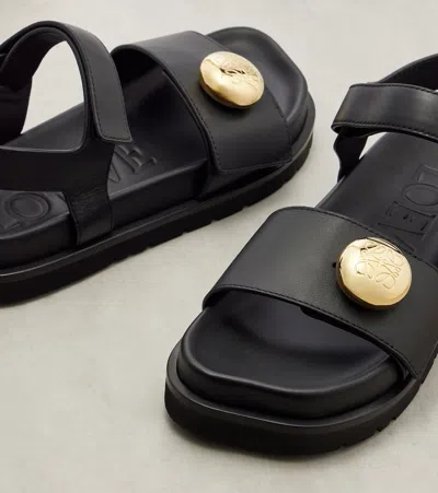 Loewe Women Pebble Sandals With Soft Calfskin Fussbett Sole In Black