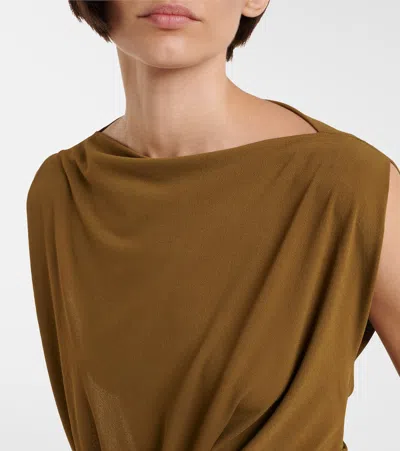 Alex Perry Draped Crêpe Jersey Gown In Brown
