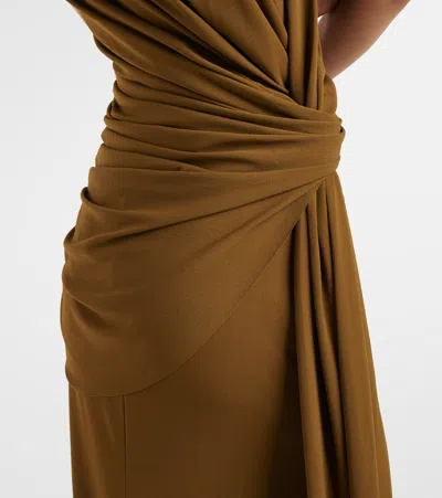 Alex Perry Draped Crêpe Jersey Gown In Brown