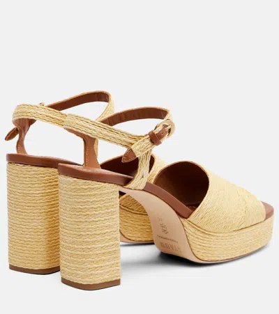 Staud Jodie Raffia And Leather Platform Sandals