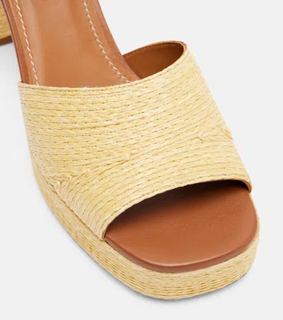 Staud Jodie Raffia And Leather Platform Sandals