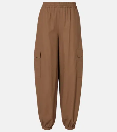 Max Mara Glauco Cotton Twill Wide-leg Pants In Brown