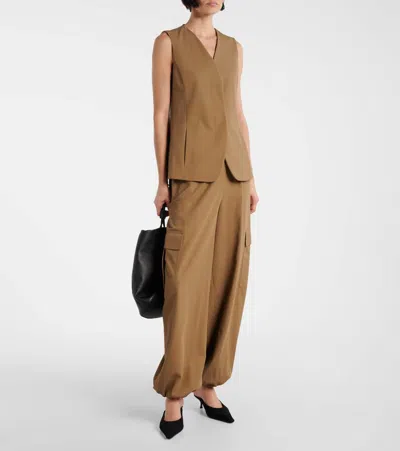 Max Mara Glauco Cotton Twill Wide-leg Pants In Brown
