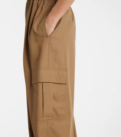 Max Mara Glauco Cotton Twill Wide-leg Pants In Brown