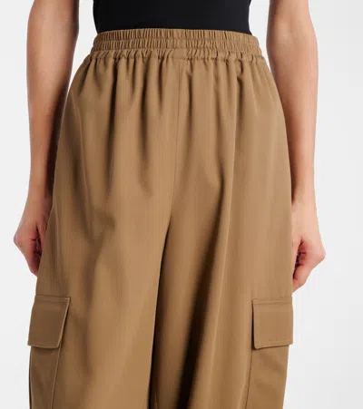 Max Mara Glauco Cotton Twill Wide-leg Pants In Brown