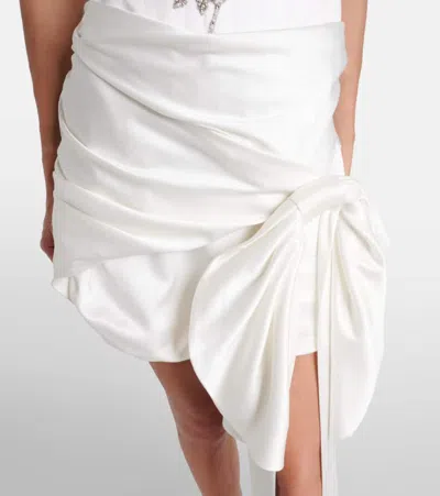 Clio Peppiatt Paloma Beaded Draped Minidress In White