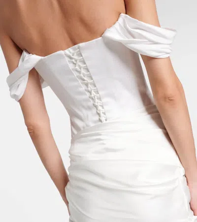Clio Peppiatt Paloma Beaded Draped Minidress In White