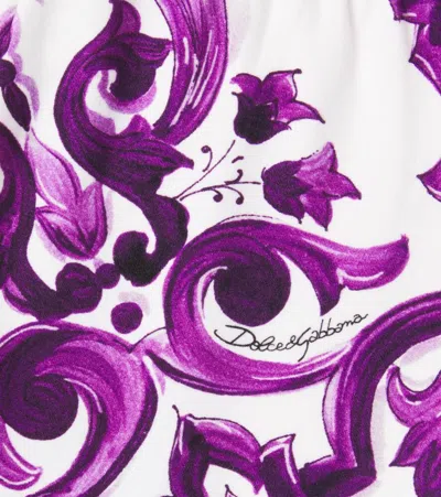 Dolce & Gabbana Majolica-print Interlock Leggings In Purple