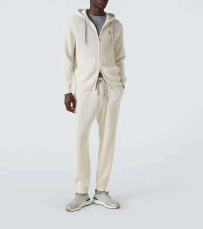 Brunello Cucinelli Cashmere-blend Sweatpants In White