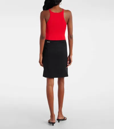 Courrèges Circle Logo Ribbed-knit Tank Top In Red