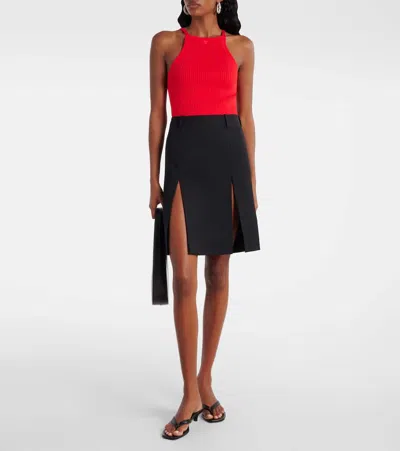Courrèges Circle Logo Ribbed-knit Tank Top In Red
