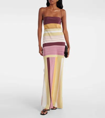 Sir Womens Elisa Stripe Fontana Striped Silk Midi Dress Xs In Multi