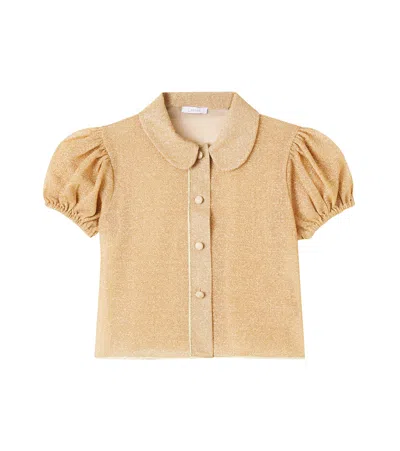 Oseree Oséree Kids Lumière Puff-sleeve Blouse In Gold