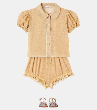 Oseree Oséree Kids Lumière Puff-sleeve Blouse In Gold