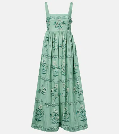 Agua By Agua Bendita Lima Tiered Linen Maxi Dress