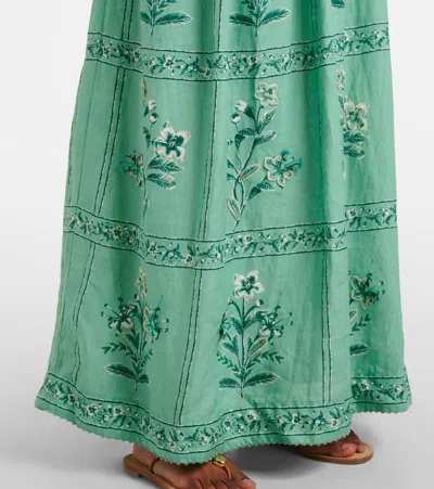 Agua By Agua Bendita Lima Tiered Linen Maxi Dress
