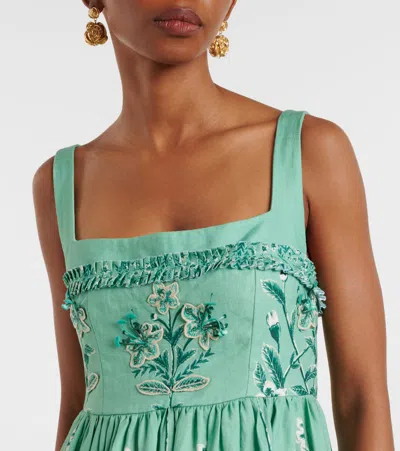 Agua By Agua Bendita Lima Tiered Linen Maxi Dress