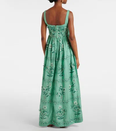 Agua By Agua Bendita Lima Tiered Linen Maxi Dress