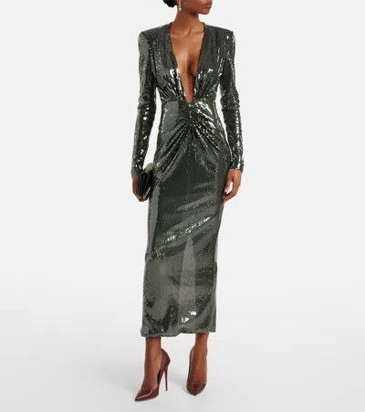 Alex Perry Gathered Sequined Gown In Black
