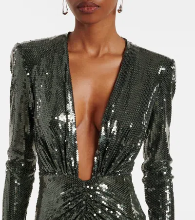 Alex Perry Gathered Sequined Gown In Black