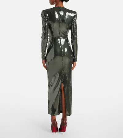 Alex Perry Gathered Sequined Gown In Black