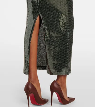 Alex Perry Gathered Sequined Gown In Black