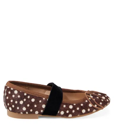Pom D'api Dory Elast Leather Ballet Flats In Brown