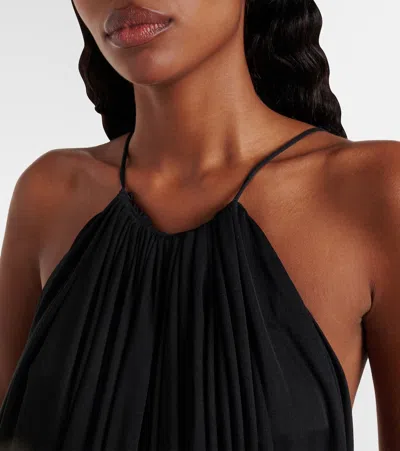 Loewe Embellished Draped Silk Halterneck Midi Dress In Black
