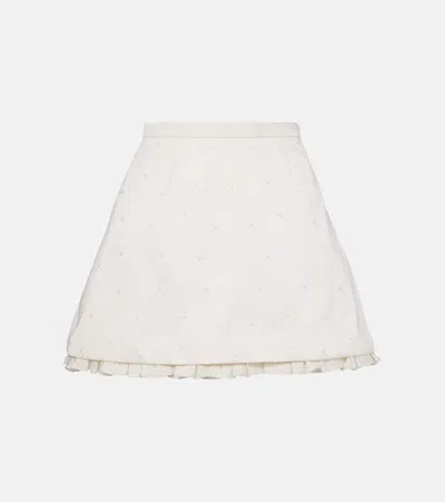 Clio Peppiatt Camelia Embellished Miniskirt In White
