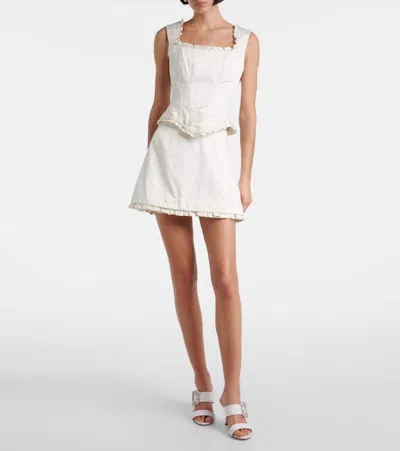 Clio Peppiatt Camelia Embellished Miniskirt In White