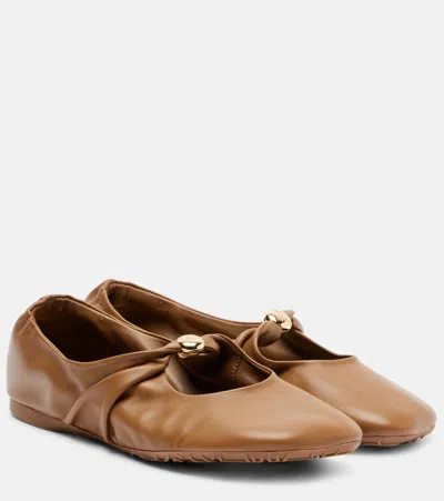Loewe Pebble Soft Ballerina In Nappa Lambskin In Brown