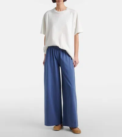 The Row Ukira Mid-rise Cotton Wide-leg Pants In Blue