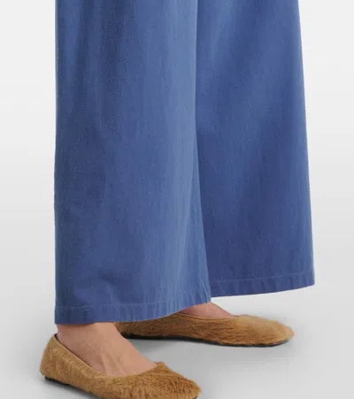 The Row Ukira Mid-rise Cotton Wide-leg Pants In Blue