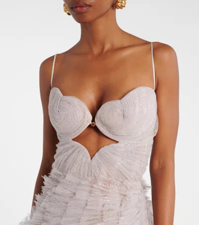 Maria Lucia Hohan Sureya Cutout Ruffled Tulle Gown In White