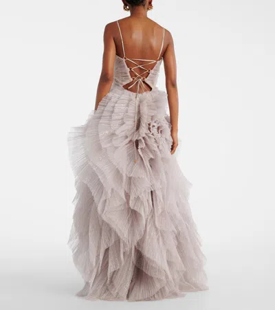 Maria Lucia Hohan Sureya Cutout Ruffled Tulle Gown In White