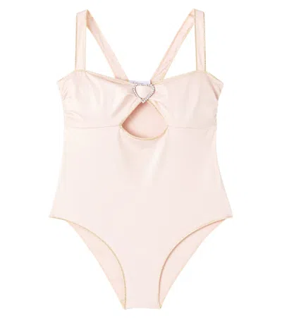 Oseree Oséree Kids Embellished Cutout Swimsuit In Pink