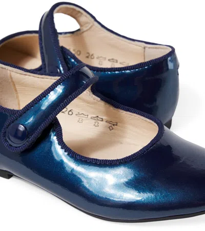 Pom D'api Daisy Baby Leather Ballet Flats In Blue