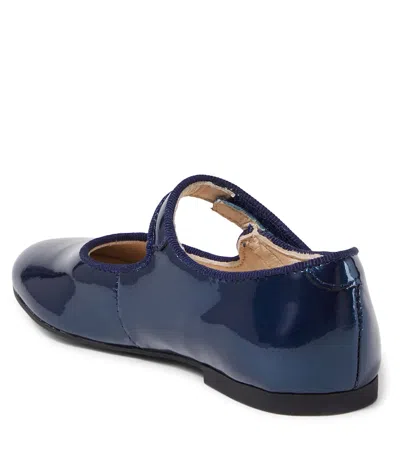 Pom D'api Daisy Baby Leather Ballet Flats In Blue