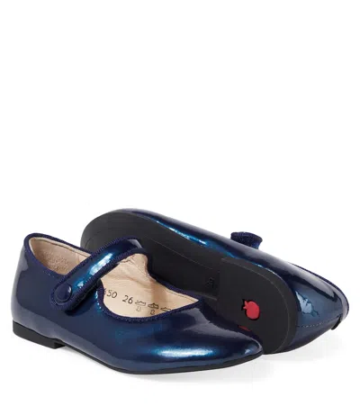 Pom D'api Daisy Baby Leather Ballet Flats In Blue