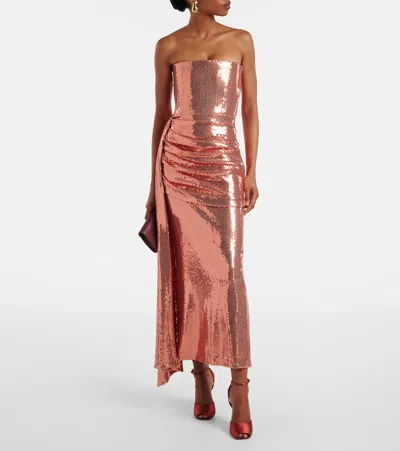 Alex Perry Draped Sequined Corset Dress