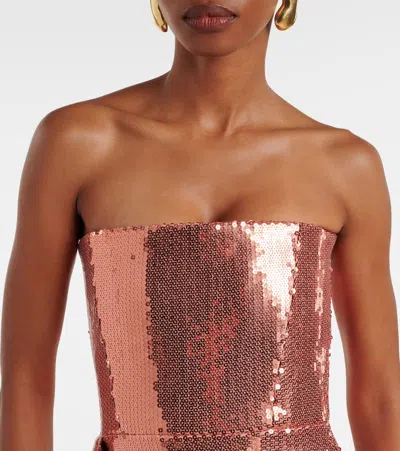 Alex Perry Draped Sequined Corset Dress