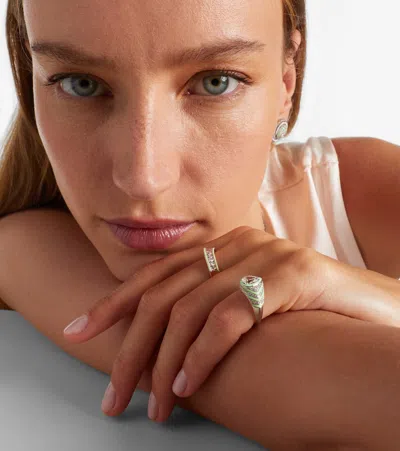 Kamyen 18kt White Gold And Enamel Ring With Diamonds
