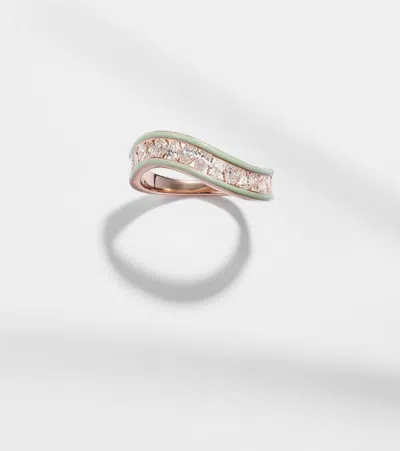 Kamyen 18kt White Gold And Enamel Ring With Diamonds