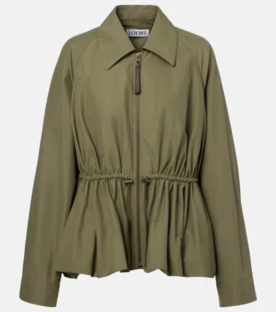 Loewe Ruched Cotton-blend Jacket In Green
