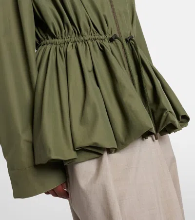 Loewe Ruched Cotton-blend Jacket In Green