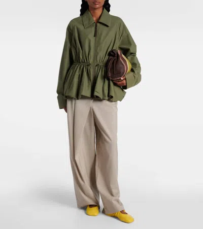 Loewe Ruched Cotton-blend Jacket In Green