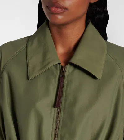 Loewe Ruched Cotton-blend Jacket In Green