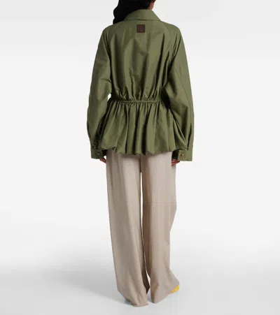 Loewe Ruched Cotton-blend Jacket In Green