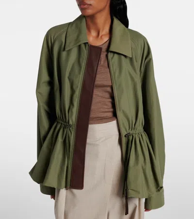 Loewe Ruched Cotton-blend Jacket In Green